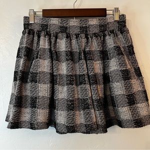 FREE PEOPLE Holly Go Lightly Black Plaid Pleated Mini Skirt with Pockets Size S